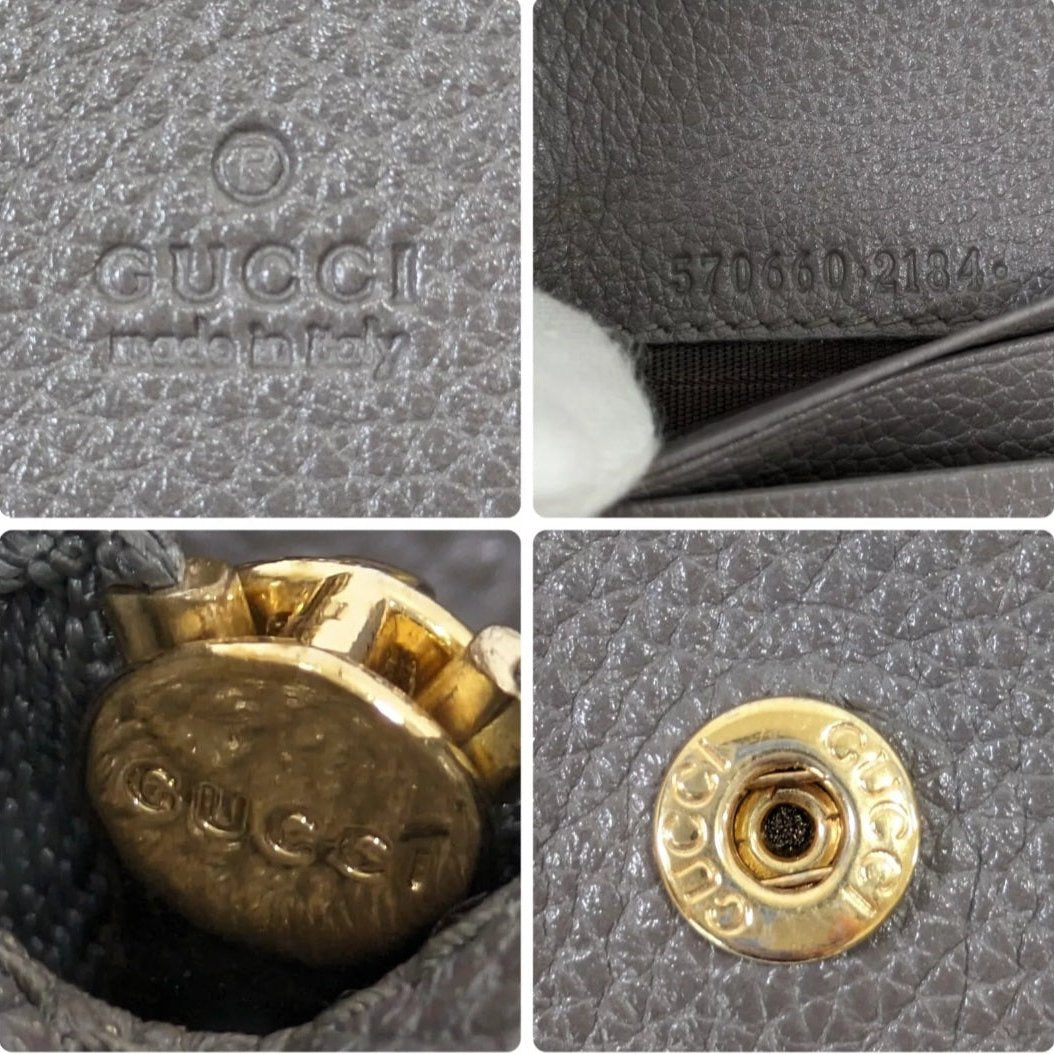 GUCCI GG Zumi Compact Wallet Wristlet with Box and Dustbag