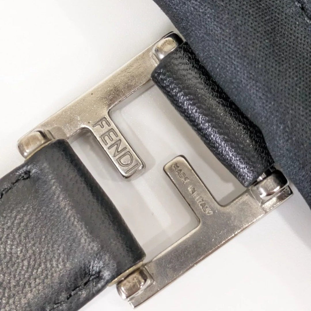 FENDI Black Nylon and Leather Mini Tote Bag with Pouch