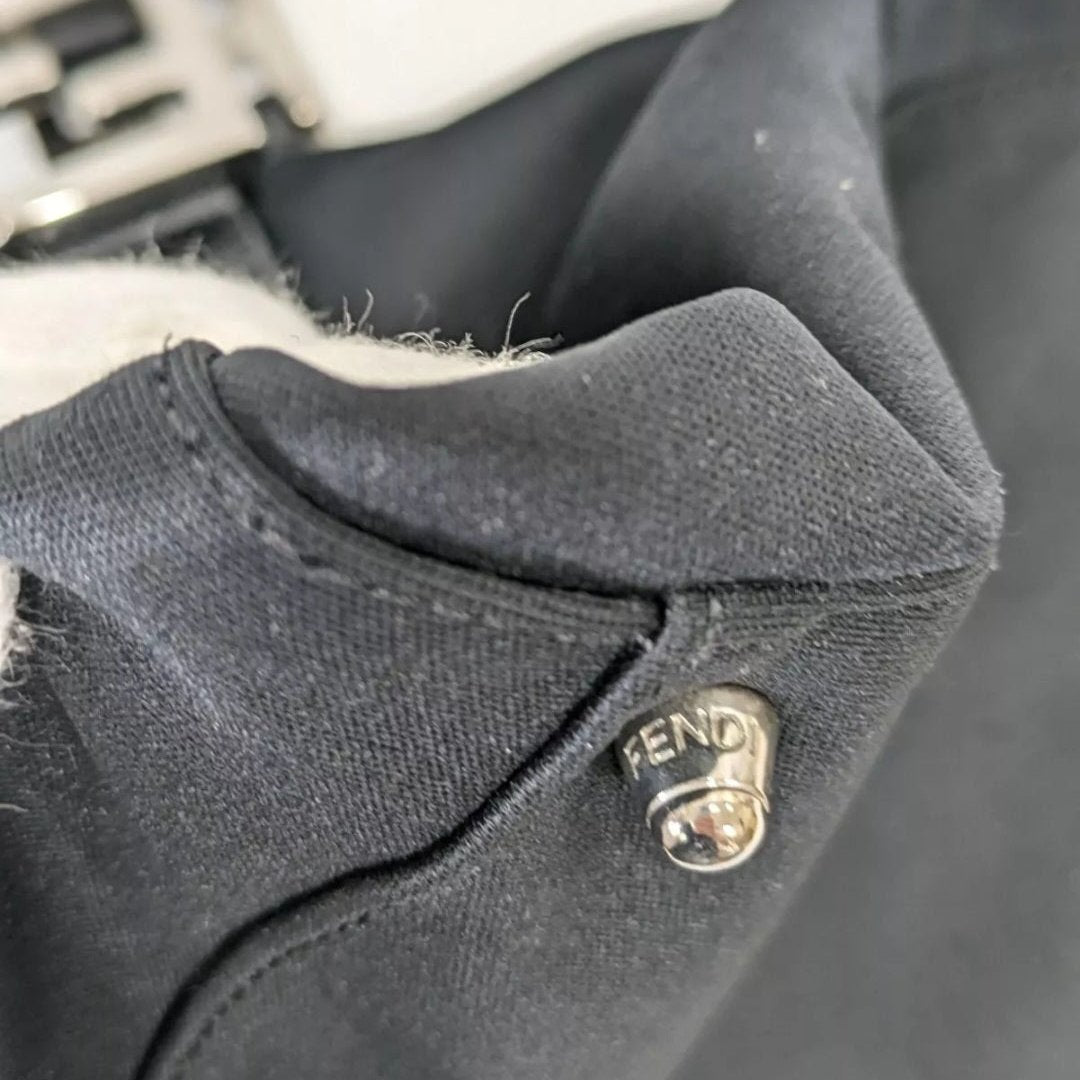 FENDI Black Nylon and Leather Mini Tote Bag with Pouch