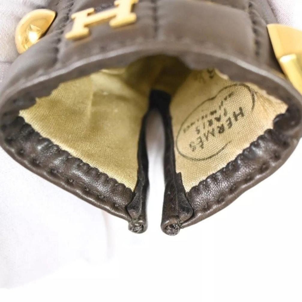 HERMES H Logo Leather Gloves