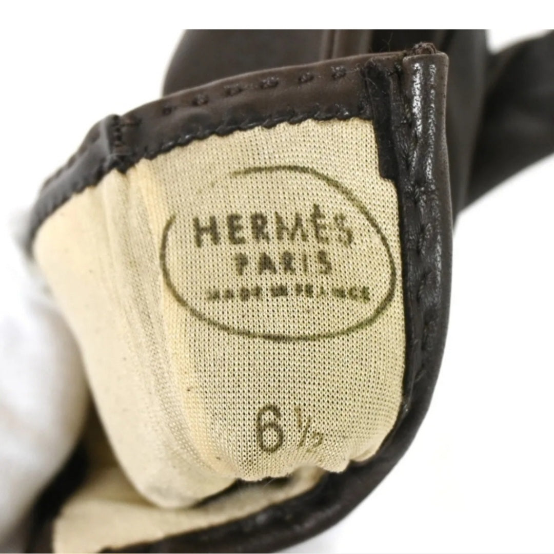 HERMES H Logo Leather Gloves