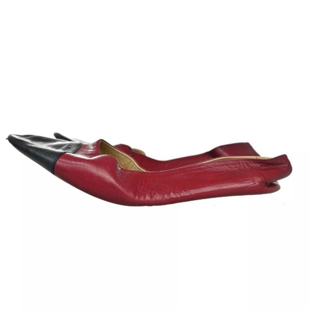 CHANEL Set of Bordeaux Red Leather Bucket Bag and Matching Leather House Shoes/Flats