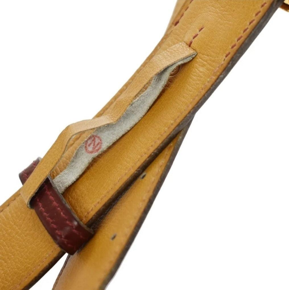 HERMES Bordeaux Red Leather Belt with Gold Buckle
