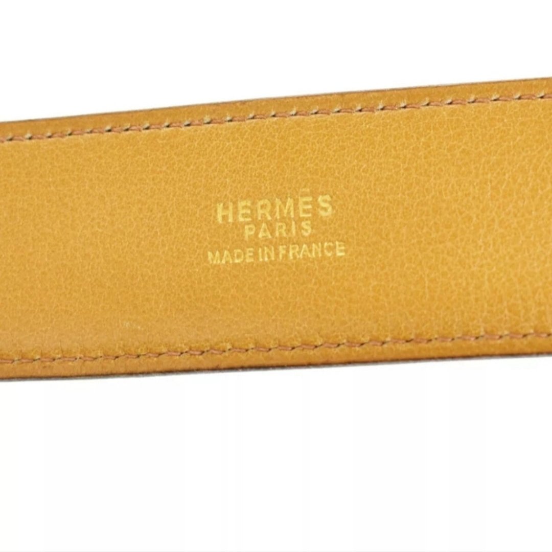 HERMES Bordeaux Red Leather Belt with Gold Buckle