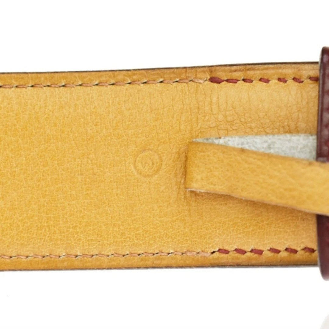 HERMES Bordeaux Red Leather Belt with Gold Buckle