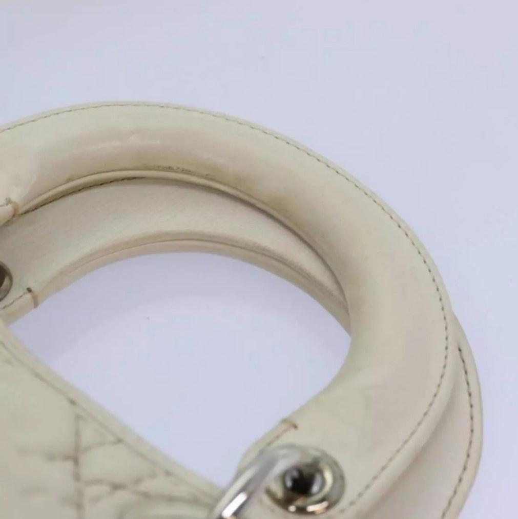 CHRISTIAN DIOR Lady Dior Cannage Cream/White Leather Hand Bag