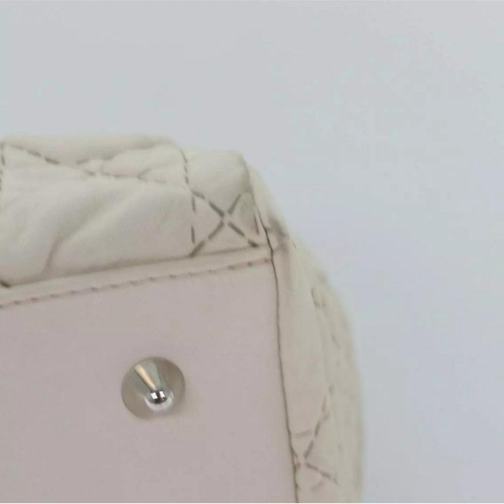 CHRISTIAN DIOR Lady Dior Cannage Cream/White Leather Hand Bag
