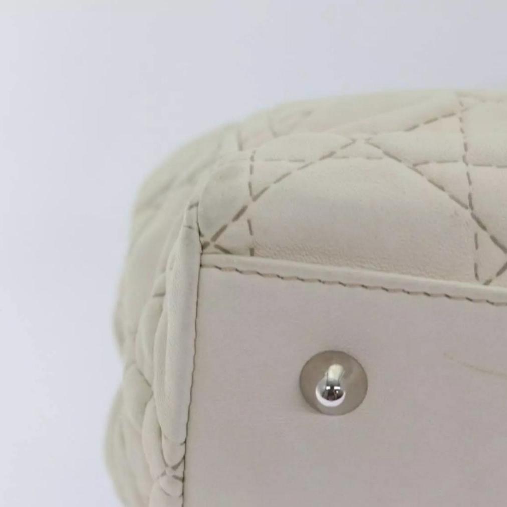 CHRISTIAN DIOR Lady Dior Cannage Cream/White Leather Hand Bag