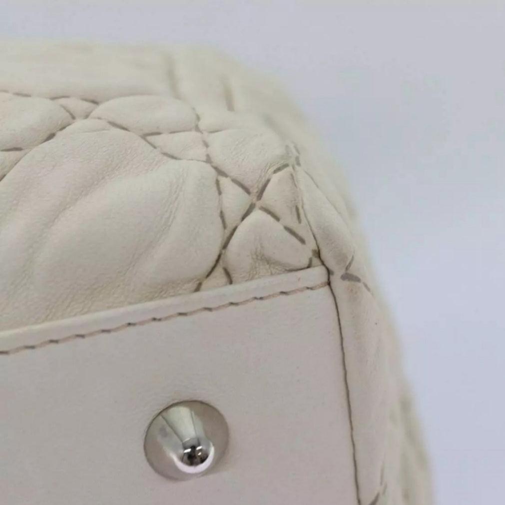 CHRISTIAN DIOR Lady Dior Cannage Cream/White Leather Hand Bag