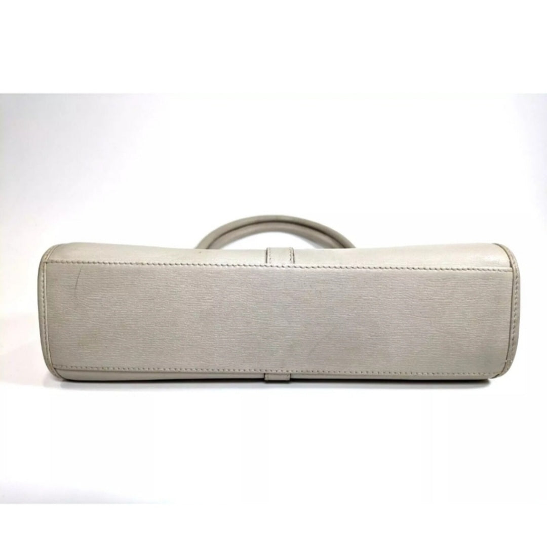 GUCCI Jackie Gray Leather Handbag with Piston Lock Accent