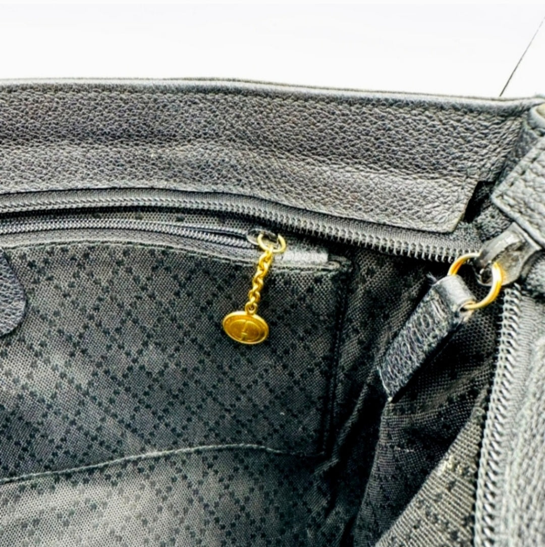 GUCCI Black Suede Bamboo Handle Satchel/Hand Bag
