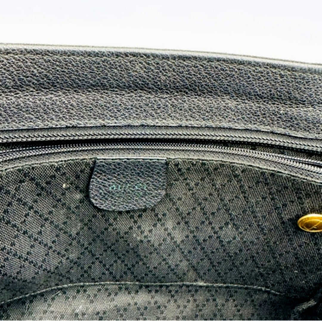 GUCCI Black Suede Bamboo Handle Satchel/Hand Bag