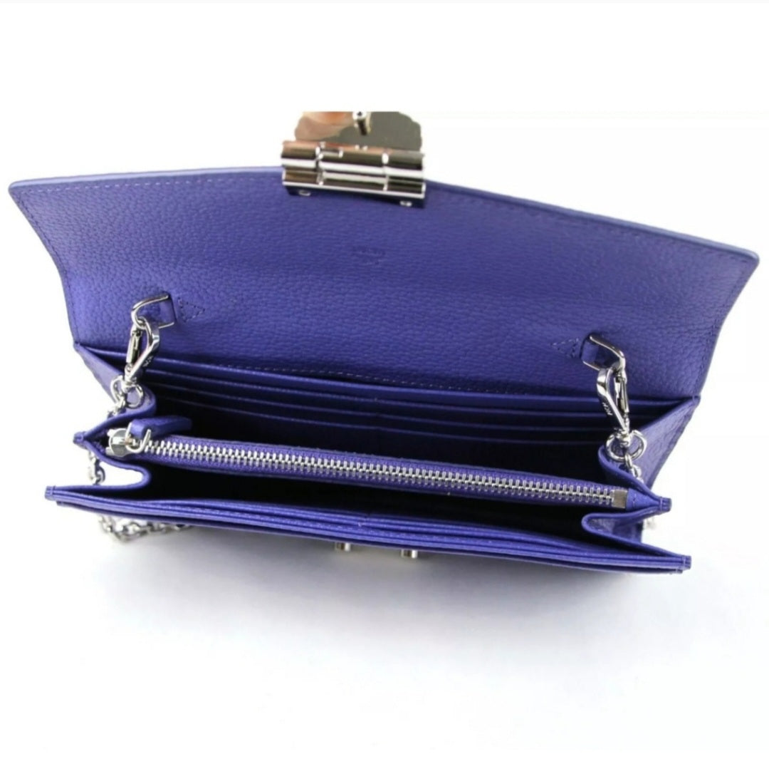 MCM Patricia Large Studded Leather Wallet on Chain
