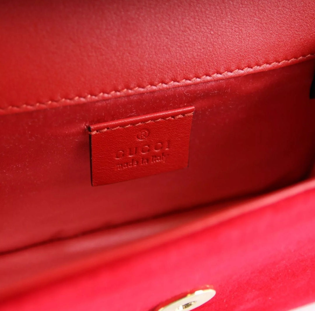GUCCI Broadway Red Velvet and Leather Crystal Bag with Rope Strap, New