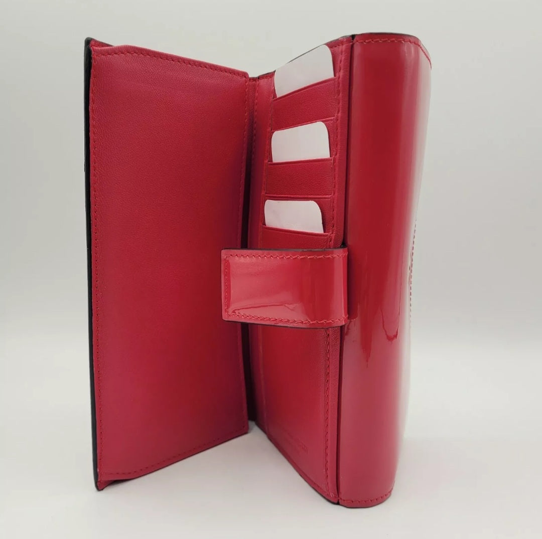 ALEXANDER McQUEEN Fucsia Soft Patent Leather Continental Wallet, New