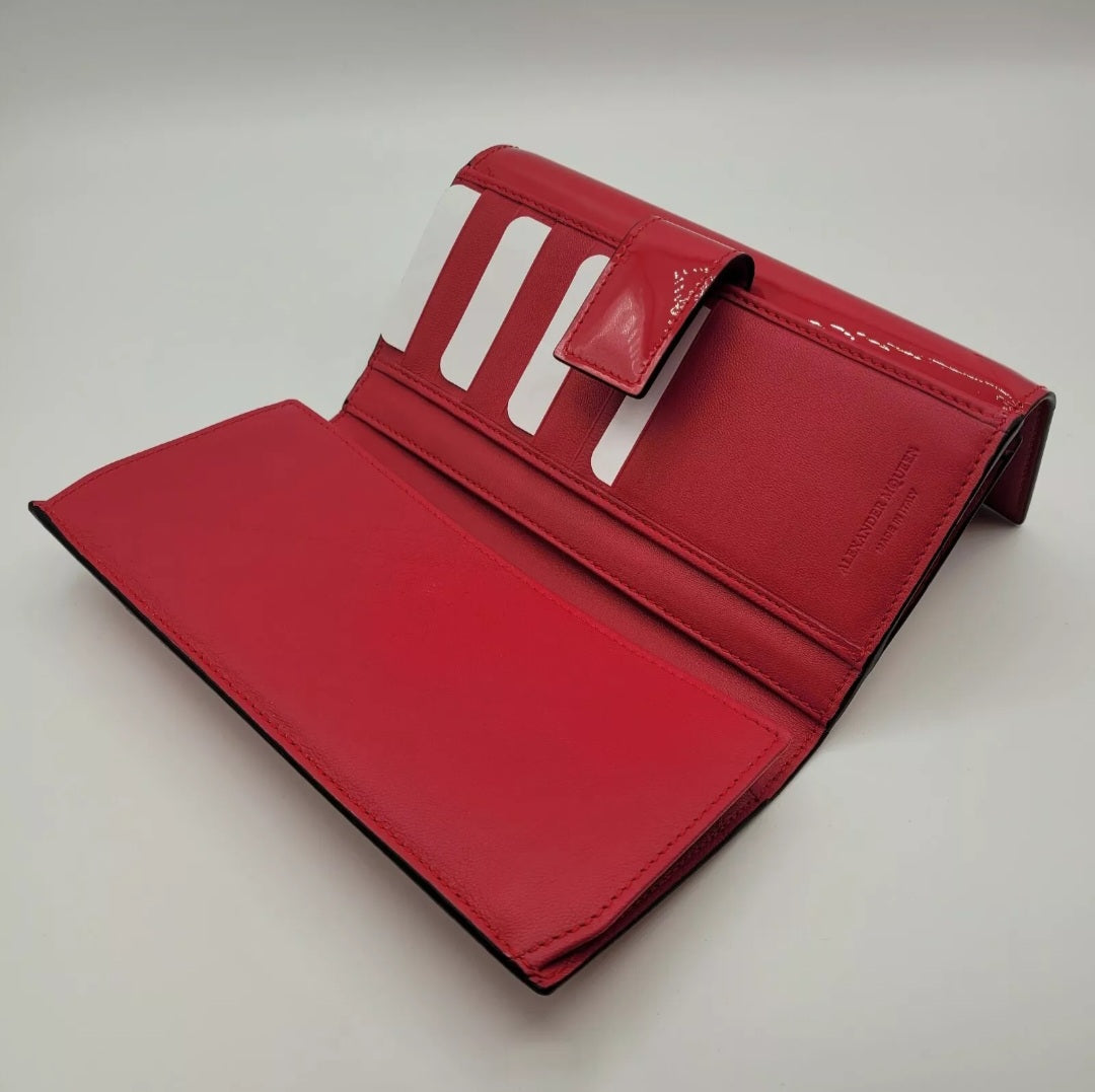 ALEXANDER McQUEEN Fucsia Soft Patent Leather Continental Wallet, New
