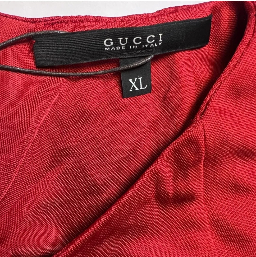 GUCCI Red Sleeveless Dress with Shoulder Detail, New